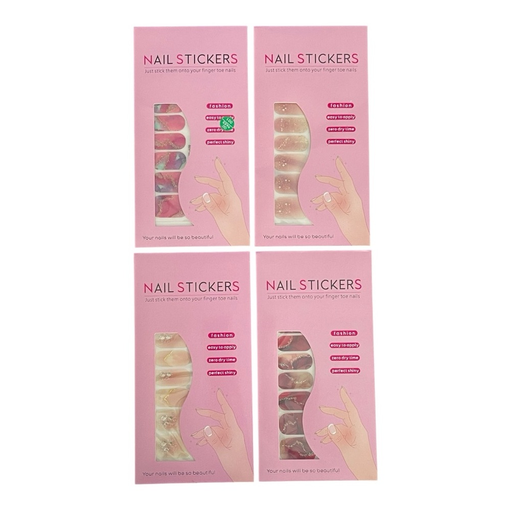 Nail Sticker Set of Four - Marble, Shimmering Pink